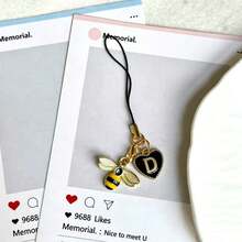 1pc DIY Letter Bee Phone Chain Pendant, Personalized CCD Camera Keychain, Cute INS Style Phone Charm - Multicolor - View 6