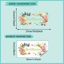 1PC Floral Butterfly Bedroom English Wall Sticker, Self-Adhesive Warm Decorative Decal For Bedroom Door - Multicolor - View 2