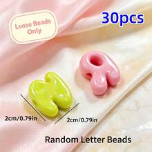 30/50pcs Acrylic Random A-Z Bold Letter And Number Beads, Mixed Color Loose Beads For Jewelry Making, DIY Friendship Bracelets, Necklaces, Bag Charms, Keychain Crafting, Personalized Gifts, Adult Handmade Materials - Multicolor - View 16