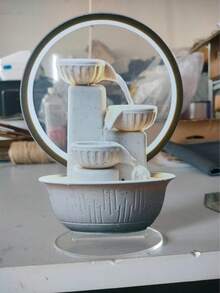 3層2D平面印刷非3D裝飾模擬工藝分層碗狀桌面水景噴泉，壓克力室內瀑布裝飾，現代中式禪風水擺件，適用於書桌、臥室、瑜伽室、放鬆冥想，入宅禮物 - T002 - 查看 6