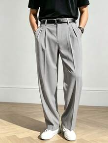 Men's Lightweight Linen Casual Pants, Fashionable Streetwear For Summer - smoke gray - View 1