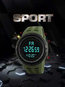 Boys LED Digital Watch Set (2pcs), With Stopwatch, Alarm, Day Of Week, Date And LED Display Functions, Multi-Functional Suitable For Military Style And Outdoor Activities - Multicolor - View 5