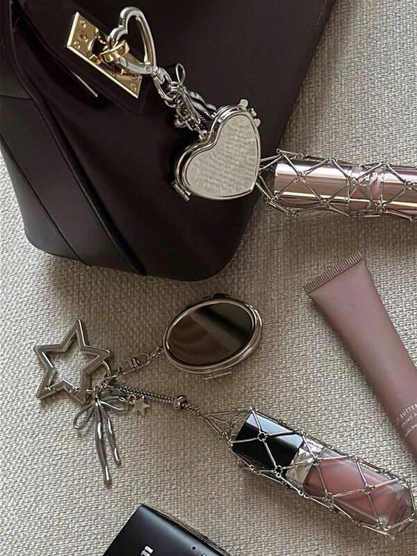 Portable Lipstick Storage Pendant With Mini Mirror, Fashion Hanging Storage Rack, Portable Cosmetic Storage Accessory