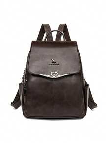 Tas Ransel Travel Kulit PU Mewah Gaya Korea Baru Retro Kapasitas Besar untuk Wanita - Coklat - View 3