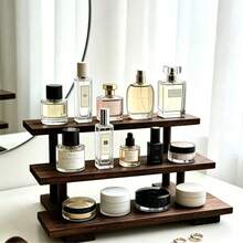 1 buah Organizer Parfum & Kosmetik Meja Kayu Vintage, Rak Display Multi-Lapisan Kayu Solid untuk Meja Rias, Parfum, Perawatan Kulit, Lipstik, Perhiasan, Penyimpanan di Area Masuk, Organizer Multifungsi - Coffee Brown - View 4