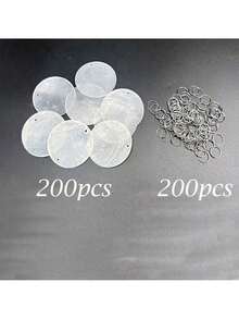 50-200pcs Natural Shell Mica Flakes Set, Translucent Oval Shape With Hanging Ring, Dyeable, Suitable For DIY Wind Chime Accessories, Wedding Party Decoration, Room Decoration, Bedroom Decoration And Home Decor - Multicolor - View 14