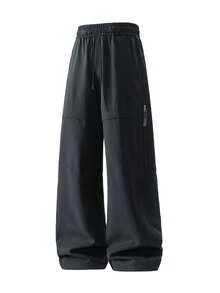 Men's Casual Loose Straight Leg Sweatpants, Spring/Autumn Fashion Long Pants - Black - View 2