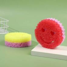 1/3/5pcs Heart & Smiling Face Multi-Functional Dual-Layer Temperature-Sensitive Cleaning Sponges, Cute & Powerful Stain Removal, Double-Sided Kitchen Sponge, Temperature-Sensitive Gentle Cleaning Pad, Suitable For Dishware Cleaning, Multi-Purpose Sponge Tray For Modern Kitchen Sink, Dishwashing - A - View 4