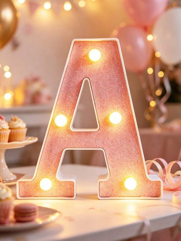 1pc 16cm Pink Sparkling LED Letter Light, Letter Lamp Decor, Cute Bedroom Night Light, Girls Room Decoration, Home Decor, Wedding Birthday Proposal Party Holiday Decoration Letter Light, Back To School Classroom Dorm Decoration Light
