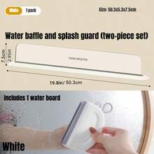 3pcs Premium Silicone Suction Cup Splash Guard Bathroom Sink Splash Guard Kitchen Sink Splash Guard Faucet Splash Guard Integrated Suction Cup Splash Guard Kitchen Countertop Splash Guard Bathroom Extended Sink Splash Guard Cleaning Countertop Glass Tile Squeegee Board Special Offer (Splash Guard + Squeegee Board 2pcs Set) - Water Baffle - View 12