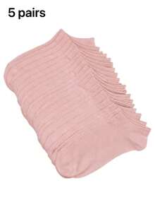 5/10/20 Pairs Pink Women's Short Socks, Summer Thin Casual Fashion Low-Cut Ankle Socks, Boat Socks - Pink - View 7