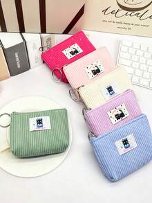 XD 12pcs/6pcs/3pcs/1pc Fashionable Puppy/Kitten Mini Kids Coin Purse With Keychain - Casual Fashion, Can Hold Keys, Data Cables, Coins And Rings - Easy To Clean, Washable - Multiple Colors Available. Perfect Gift For Kids - Multicolor - View 1