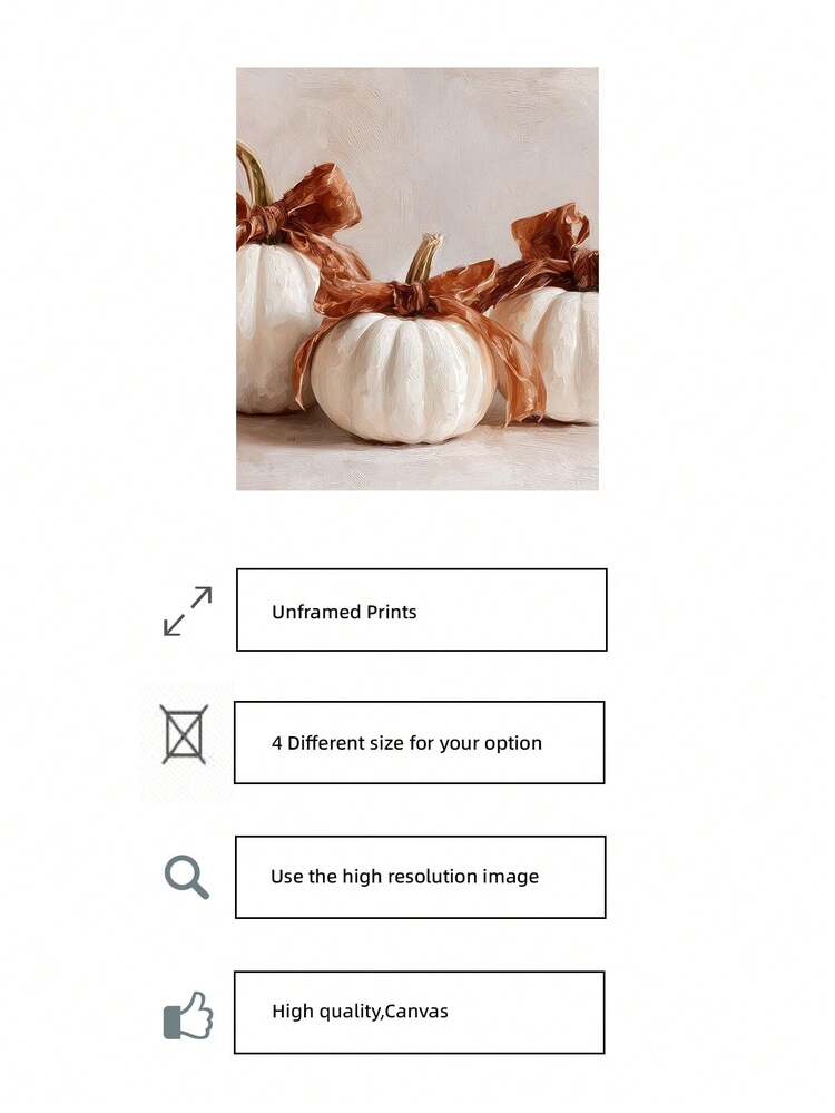 1 buah Lukisan Dinding Tanpa Bingkai Bertema Putih Vintage Halloween dengan Pita, Dekorasi Musim Gugur Gaya Rumah Pertanian Pedesaan untuk Asrama, Kamar Tidur, Pesta, Hadiah Kembali ke Sekolah - Beraneka warna - View 6