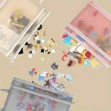 1pc A4 Size Double Layer Mesh Zipper Storage Bag, Made Of Breathable Transparent Nylon Material, Equipped With Sturdy Zipper And Handle, Suitable For Stationery, Paper, Books, Craft Materials, Equipment And Snacks - Color-Coded Classification For Easy Organization - Multicolor - View 3