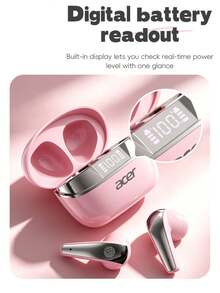 Acer OHR554 Wireless Bluetooth Earbuds, Semi-In-Ear Design, ENC Noise Cancellation For Calls, Panoramic Stereo Sound, Digital Display, 300mAh Charging Case, Ultra-Long Battery Life, Compatible With IOS/Android Phones - View 9