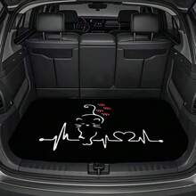 1pc Universal Car Trunk Mat, Waterproof Anti-Slip Dust-Proof Printed Cargo Liner, Polyester Fiber Material, Suitable For Vehicle Trunk Interior Decoration, Pattern Design Is Cute Heartbeat Cat - Heart Kitten - View 9