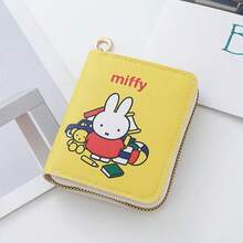 1pc Miffy Rabbit Kawaii Flower White Rabbit Printed Zipper Wallet, Small PU Leather Slot Coin Wallet With Keychain, Portable Mini Multi Card Slot Storage Bag, Suitable For Daily Cash Card Storage Of Women And Girls. - Multicolor - View 11