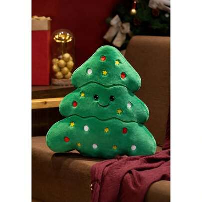 Pelúcia Árvore de Natal 20 cm Decorativa Macia com Rosto Fofo – Almofada Natalina para Sofá, Quarto e Presente