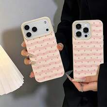 1 buah Casing Ponsel TPU Lembut Lucu Warna Pink dengan Motif Garis Bergelombang dan Hati, Kompatibel dengan iPhone 17 Pro Max/17/16 Pro Max/15/13/12/11/ S20 FE/A15/S24/A55/ Note 11/Note 12/Note 13 Pro. Pelindung Lembut Anti Jatuh dengan Perlindungan Penuh. - Putih - View 5