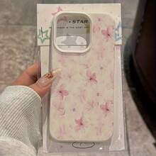 Phone Case - A Full-Screen Pattern of Elegant Pink Watercolor Flowers Suitable for TPU Cases for  16 Pro Max, Compatible with  16 Pro Max/14/16 Plus/15/13 Pro/12/11, Stylish And Business-Friendly Protective Case - Weiss - Übersicht 4