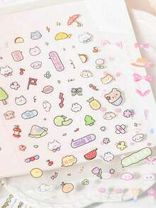 1pc Cartoon Pattern, Die-Cut Shaped Colorful Time Series Sticker Book, Cute Mini Patterns, Diverse Fantasy Designs, Multi-Function, First Day Of School - Multicolor - View 8