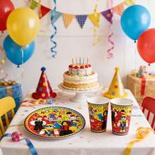 Roblox 20-Piece Cartoon Party Tableware Set - Disposable Paper Plates And Cups, Suitable For 10 Guests, Birthday, Wedding, Christmas, Halloween, Thanksgiving, Picnic, Camping, Family Gathering, Theme Party, Room Decor, Home Decor, Party Favors - Roblo Paper Plates (3) + Paper Cups (2) - View 3