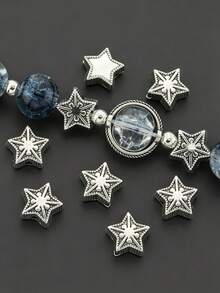 20/30pcs Star Pattern Spacer Beads Alloy Vintage Large Hole Beads Decorative Spacer Beads DIY Jewelry Making Bracelet, Bangle, Necklace, Pendant, Keychain Clothing Accessories And Craft Materials Holiday Gift Beads Set - Spacer Beads - View 2