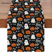 Halloween Table Runner, Buffalo Plaid Border Witch Haunted House Pumpkin Bat Moon Print Table Runner, Holiday Party Dining Table Decor For Halloween Home Kitchen Decoration - 180 X 30 cm - View 15