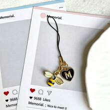 1pc DIY Letter Bee Phone Chain Pendant, Personalized CCD Camera Keychain, Cute INS Style Phone Charm - Multicolor - View 14