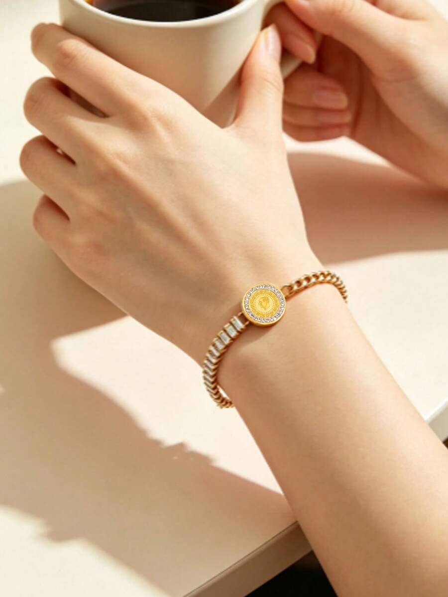 1pc High-End Design Couple Bracelet Luxury Light Luxury Fashion Women's Daily Minimalist Wear Jewelry - Multicolor - View 1