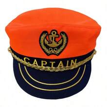 1pc Yacht Party Sun Protection Navy Hat, Captain Embroidered Role Play Sailor Cap - Multicolor - View 10
