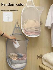 1pc/Set Foldable Wardrobe Hanging Underwear Storage Bag, Collapsible Storage Basket, Space-Saving Retractable Wall-Mounted Storage Basket For Bathroom Accessories, Underwear, Laundry, And Miscellaneous Items, Random Mesh Bag Included - Multicolor - View 10