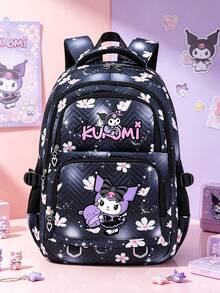 SANRIO 1件 Kuromi 印花女款時尚後背包，紫色大容量尼龍材質，可調節肩帶，適合返校、旅行與日常使用 - 彩色 - 查看 12