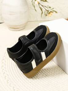 Korean Vintage Black Patchwork Girls' Cloth Shoes With 3D Shiny Bow Decor, Low-Top Soft Sole Student Daily Commute Mary Jane Shoes - Black - View 6