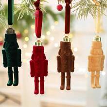 1/2/4 Pieces Walnut Soldier Decorative Pendants, With A Velvet Fabric Design, Are Suitable For Diy Christmas Indoor Window Display, Christmas Tree Decoration And Other Home Item Decoration - Multicolor - View 2