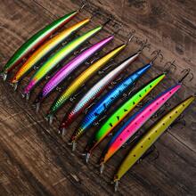 10pcs Floating Long Minnow Lure Set, Laser Reflective Hard Baits, Sea Fishing Long Cast Bigmouth Bass And Sea Bass Fishing Lure Combination - Multicolor - View 3