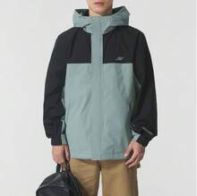 Skechers Men's Color-Block Hooded Outdoor Windbreaker Jacket - Olive Green - View 3