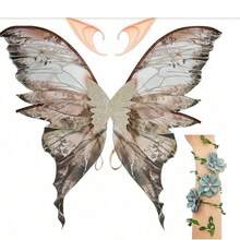 Adult Fairy Wings Set, Includes Elf Ear Accessories And Fairy Arm Sleeves, Fairy Costume Outfit, Suitable For Parties, Cosplay And Other Occasions, Halloween - Multicolor - View 4