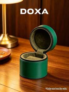 DOXA 綠色圓形拉鍊硬殼單隻手錶收納盒，便攜旅行手錶保護盒，適合商務出差與送禮，僅空盒 - 綠色 - 查看 5