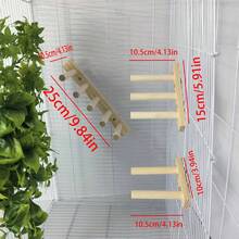 1pc Bird Perch, Parrot Cage Accessory, Natural Wood Ladder, Perch Stand, Tiger Skin Cockatiel Wooden Stick Toy Bird Cage Perch - Style A - View 2