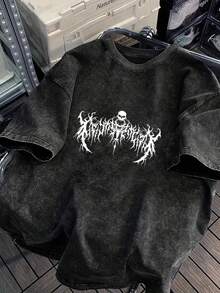 [24h Versand aus DE/FR/ES] 230G Schweres, reines, vintage-gewaschenes schwarzes T-Shirt, Unisex, Oversized, einfacher Retro-Print, Rundhalsausschnitt, Sommer, Outdoor, lässig, strapazierfähiges Oberteil, perfek - A - Übersicht 1