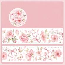 1pc/4pcs Floral Shadow Satin PET Waterproof Floral Washi Tape, Transparent Decorative Tape For Scrapbooking And Collage - Multicolor - View 13