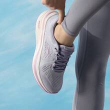 Skechers Women's ELEVATE Thick-Soled Cushioned Lightweight Casual Running Shoes - Gray Purple - View 4