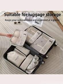 Unique & Durable 7-Piece Travel Organizer Set: Spacious, Packaging Solution, Perfect For Fashionable Travel, Travel Essentials, Beach Bag, Gift, Back To School Short & Long Trips - Multicolor - View 7