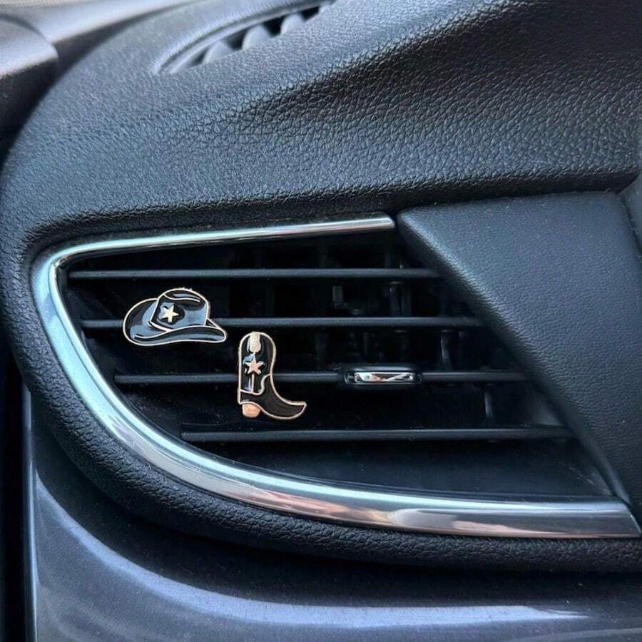 2pcs Cowboy Hat & Boot Car Vent Clip Set: Western Car Charms - A - View 1
