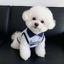 Summer Contrast Color Striped Pet POLO Shirt, Breathable Thin Cat & Dog Vest, Small Dog Bichon Schnauzer Home & Outdoor Clothing, Fashion Casual Pet Apparel - Multicolor - View 6
