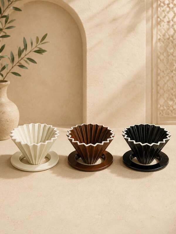 1pc Ceramic Pour Over Coffee Dripper, Slow Drip Coffee Filter, Cupcake Style Coffee Filter, Suitable For Single Cup Brewing, Coffee Accessories, Ceramic Coffee Filter, Cupcake Style Pour Over Coffee Filter, Permanent Pour Over Coffee Filter, Coffee Funnel, Coffee Accessories, Ceramic Coffee Dripper, Pour Over Coffee Filter, Shared Pot Dripper, Reusable Conical Pour Over Coffee Pot, Coffee Accessories