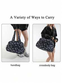 Fashionable And Bat Print Travel Bag, Versatile With Large Capacity And Multiple Pockets, Niche And Personalized Shoulder Crossbody Bag - Multicolor - View 11