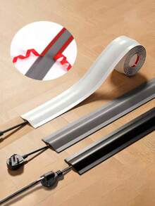 1m/3m Floor Cable Trunking, PVC Cable Duct, Cable Fixing And Extension Protection Channel, Surface Mounted Cable Trunking Cover, Surface Mounted Cable Protection Channel, Self-Adhesive, Suitable For Floor, Wall And Desktop, Network Socket Wall Cable Organizer, Home Decoration, Office Decoration Essential - Multicolor - View 2