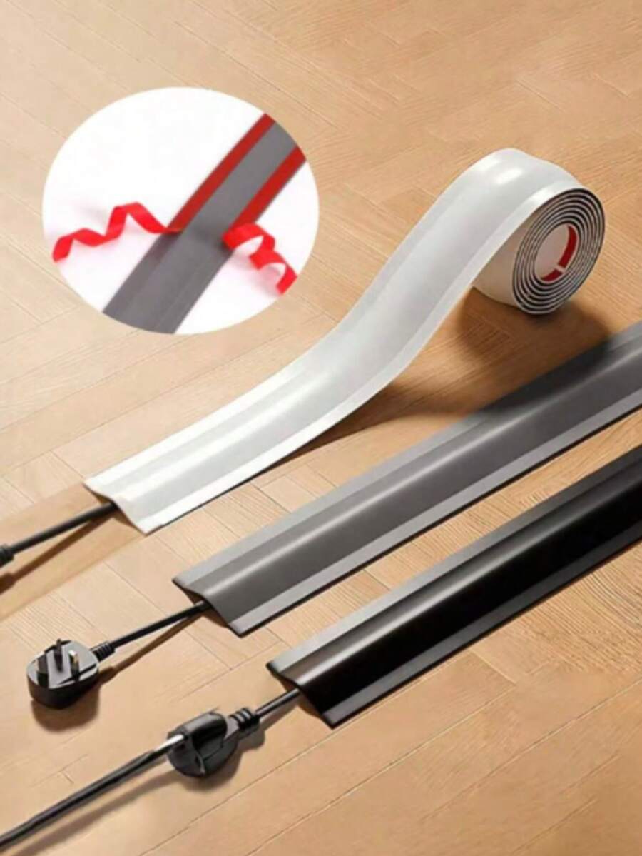 1m/3m Floor Cable Trunking, PVC Cable Duct, Cable Fixing And Extension Protection Channel, Surface Mounted Cable Trunking Cover, Surface Mounted Cable Protection Channel, Self-Adhesive, Suitable For Floor, Wall And Desktop, Network Socket Wall Cable Organizer, Home Decoration, Office Decoration Essential